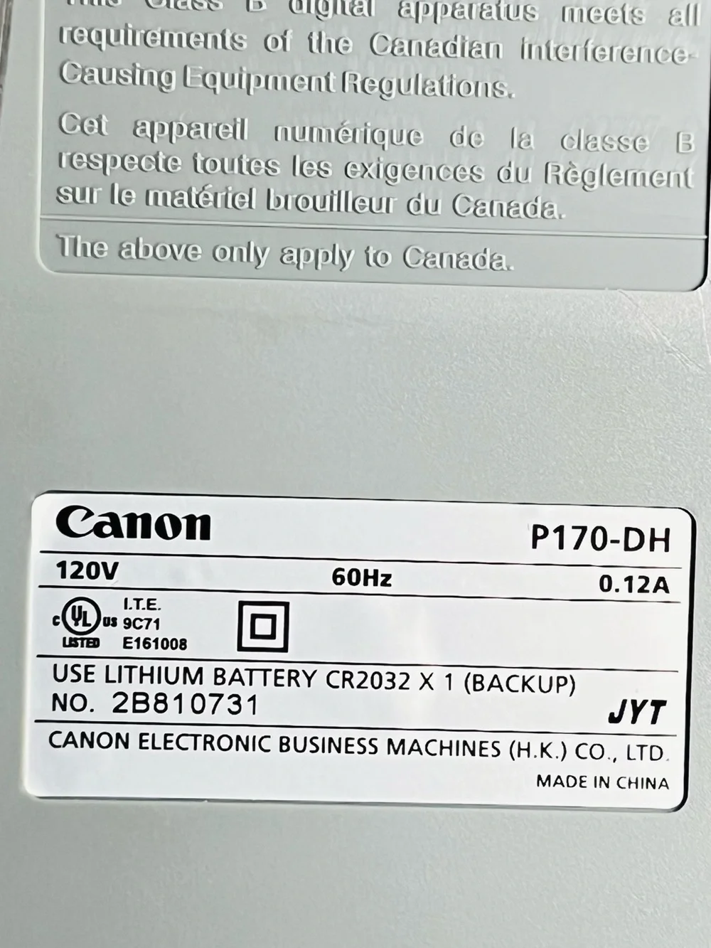 Canon P170-DH Printing Calculator Adding Machine **FOR PARTS